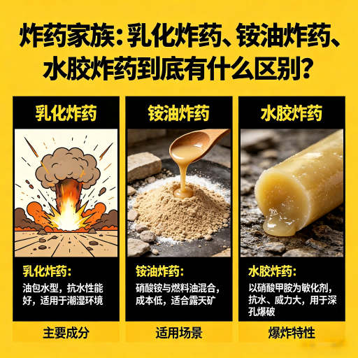 梁山炸药家族：乳化炸药、铵油炸药、水胶炸药到底有什么区别？